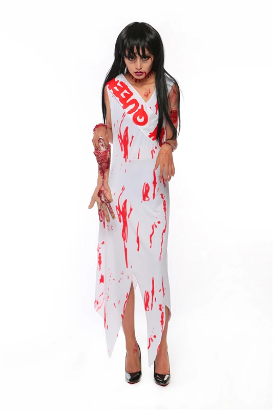 Nuovo costume da Halloween Macchie di sangue Sposa Cameriera orm Fantasma Bambole Matrimonio Dr Spettacolo teatrale Cinese tradizionale...