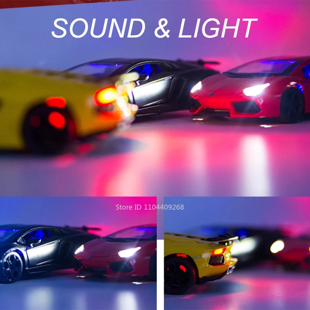 1:32 Lambor LP740 URUS Sports Car Model Toy Metal Body Vehicles Sound Light Pull Back Supercar Computer Desktop Ornaments