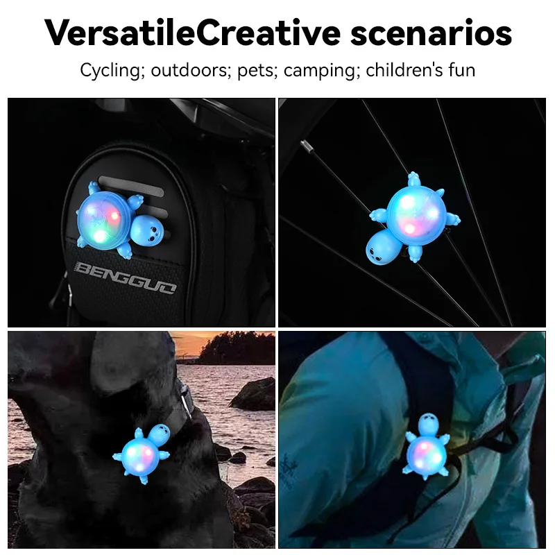 لطيف السلحفاة ضوء الدراجات تحذير الذيل ضوء الإبداعية ذكي الاستشعار سطوع الذيل في الهواء الطلق الدراجات الذيل مضيئة المعدات #4