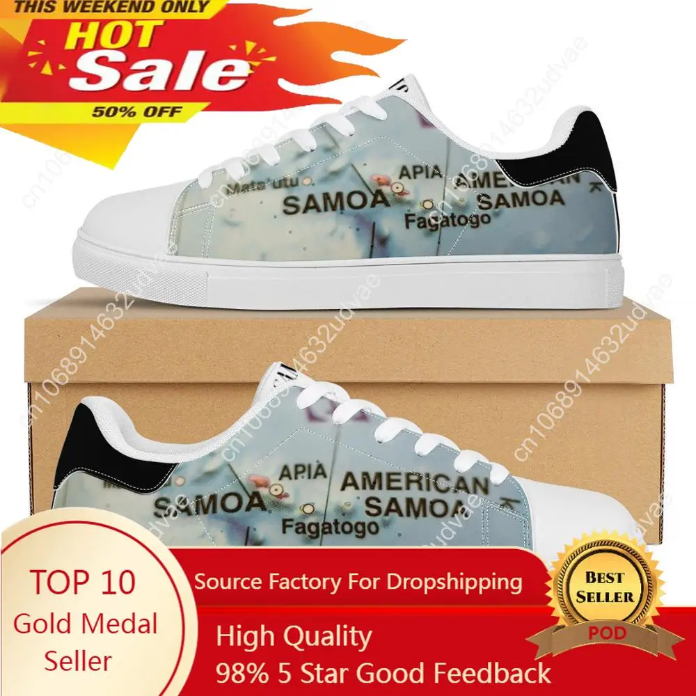 

Samoa Sia Map Print Flat Sneakers America Polynesian Samoa Tribal Custom Man Lightweight Walking Sport Shoes Women Running Shoes