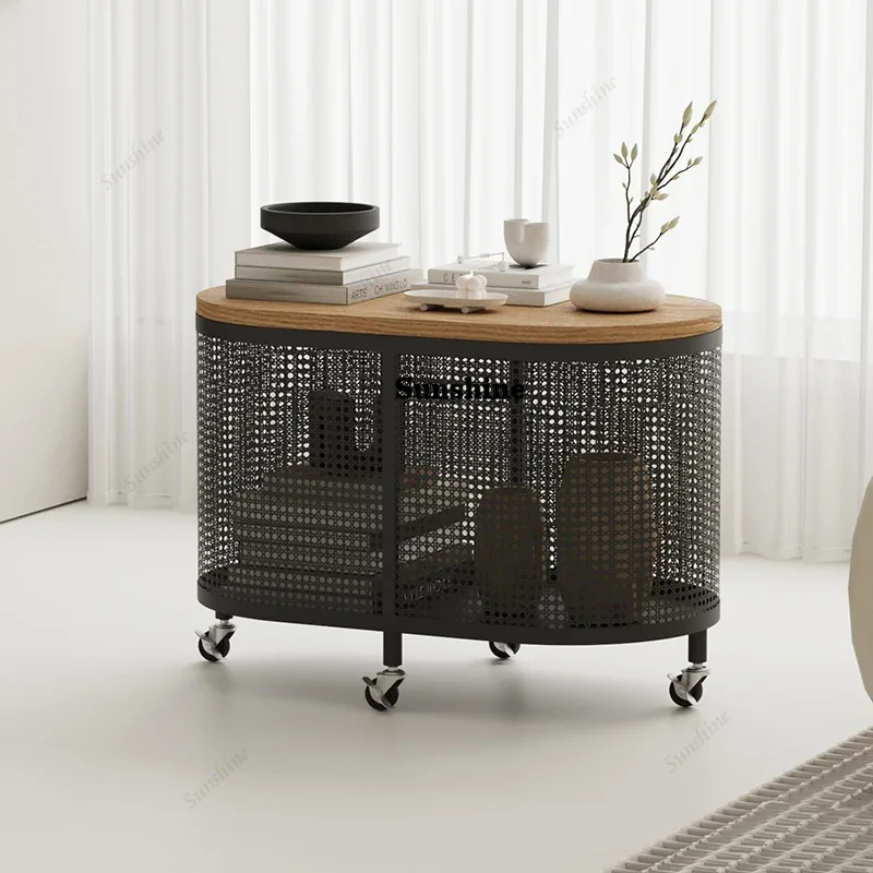 

Cream wind coffee table sofa side tea cabinet living room household simple mini small rack trolley FT