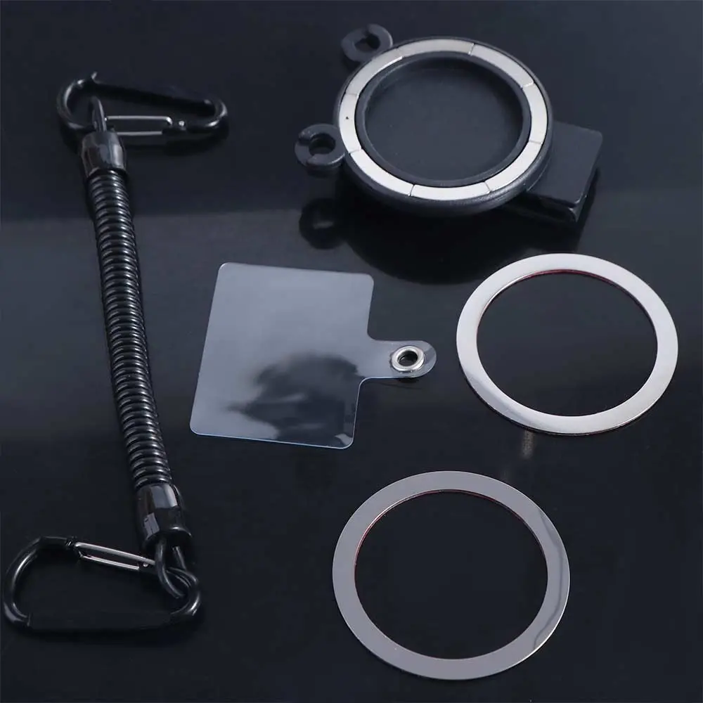 Free Hands Magnetic Phone Holder Spring Rope Metal Hook Phone Belt Clip Holder Detachable Quick Release Phone Backpack Clip
