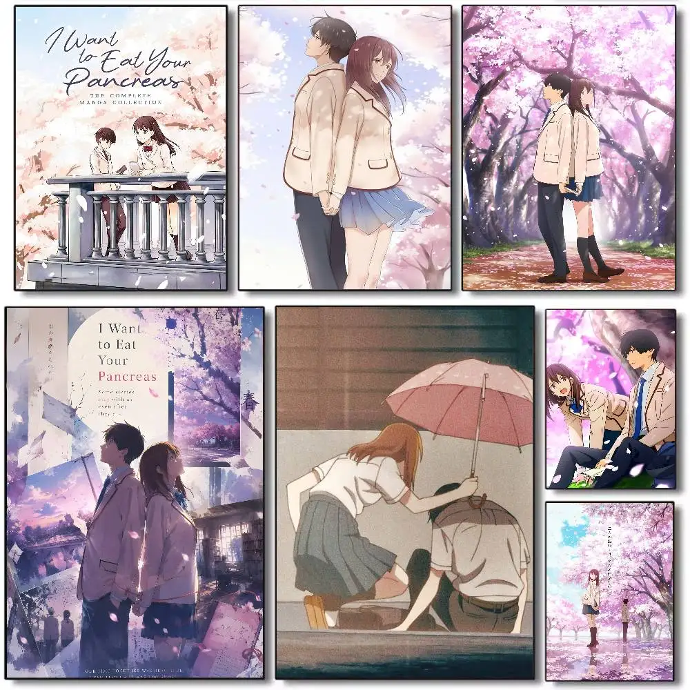 Anime I Want To Eat Your Pancreas Poster Art canvas HD aesthetic Printing Paper Wall Art for Living Room Bar fashion Home Decor