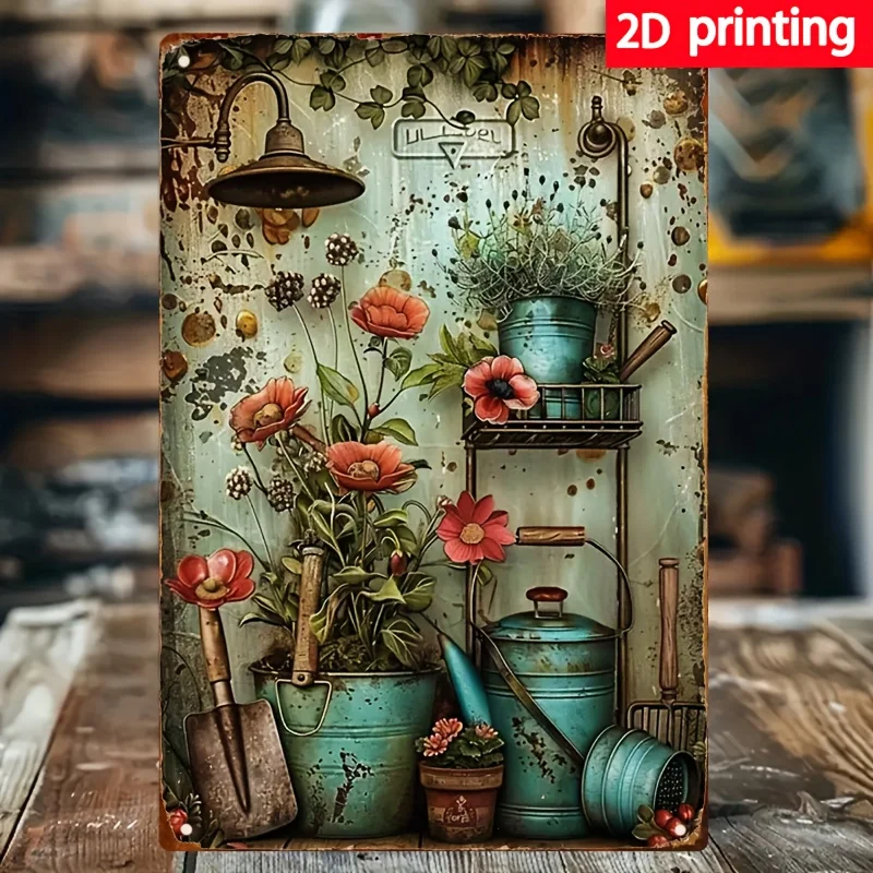 Printing, , Potted Metal Tin Sign,  , Rustic Iron Wall Art, Decorative  Poster for Home, Office, Cafe, School, Library, Garage