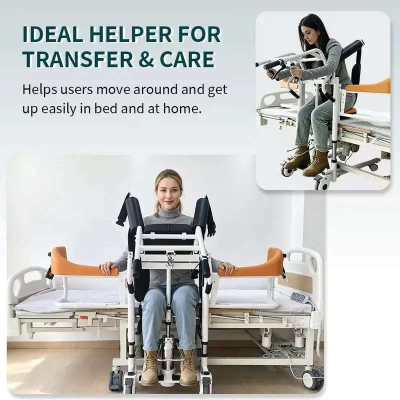 Orange Underarm Support Patient Lift Commode Chair with Pedal Hydraulic for Aged Care Use