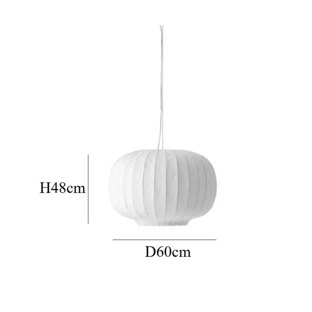 Silk Pendant Light Modern Minimalist Living Room Kitchen Island Japanese Style Wabi-sabi White Led Round Chandelier