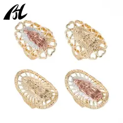 Anillo de Oro Laminado chapado en Oro para mujer, joyería religiosa, 14k, Virgen, Guadalupe, Tricolor, nuevo diseño