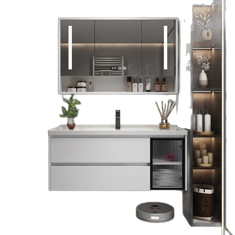 Sink wash basin cabinet combined toilet washbasin bathroom cabinet ceramic integrated basin multi-layer solid wood bathroom