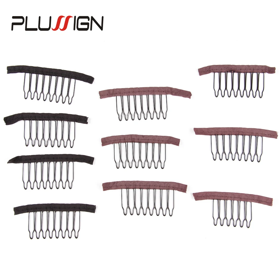 4/6/8 Theeth Black Brown Wig Combs Metal Wig Clips To Secure Wig 12Pcs Wig Accessories Tools For Making Wig Caps Wig Comb