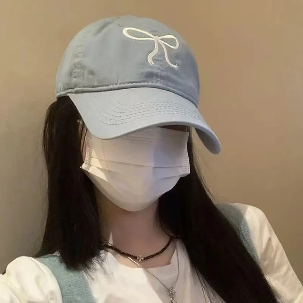 Bow Baseball Cap Cotton Soft Crown Cap Cotton Baseball Cap Embroidered For Commuting Daily Street Outing Shopping