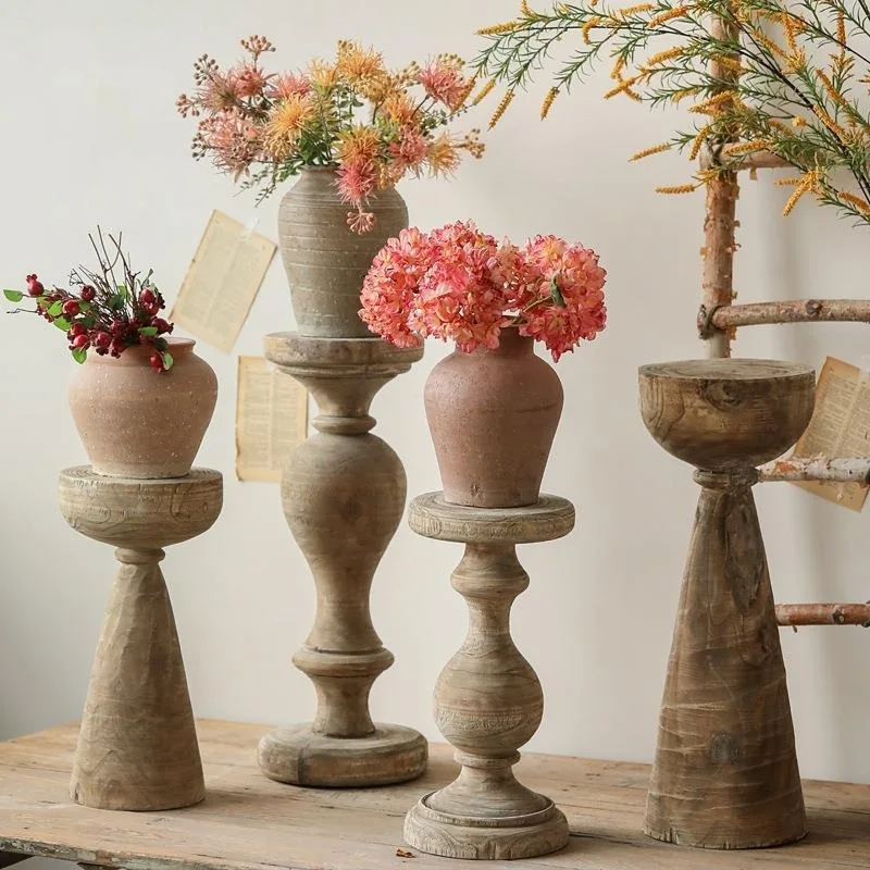 

flower stand, large floor-to-ceiling ornament in the living room of the B & B wabi wind, paulownia wood decorative pendulum