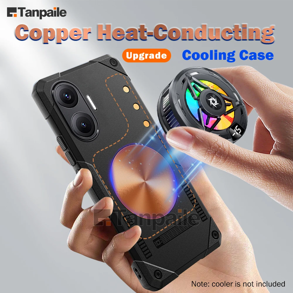 

Gaming Cooling Phone Case For Turbo4 Pro/POCO F7 X7 Turbo5 POCO X8 Pro Max Magnetic Silicone Shockproof Heat Dissipation Cover