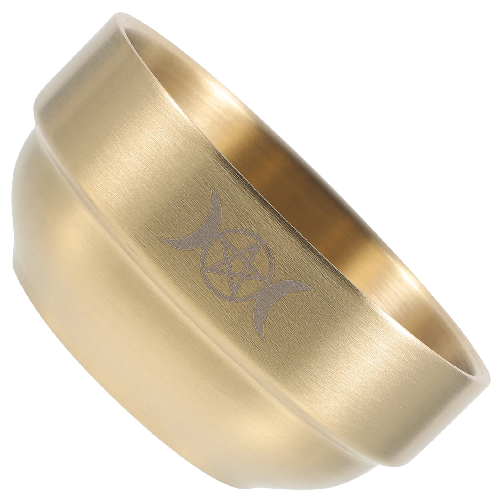 

1pc Exquisite Pentagram Sacrificial Bowl Religious Altar Decoration Holy Stainless Steel Worship Bowl Smooth Finish