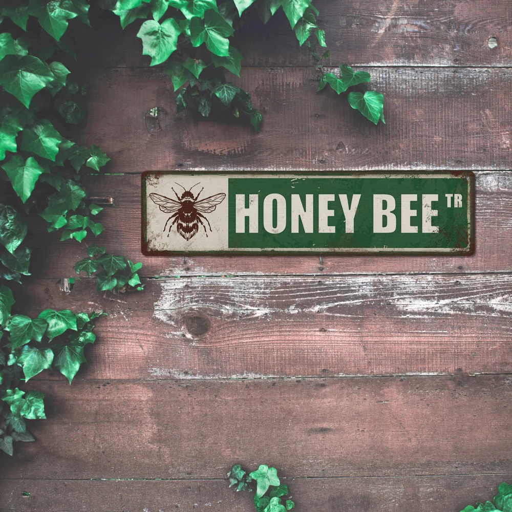 Vintage Bee Metal Tin Sign - Perfect Wall Art for Home, Garden, Bar or Cafe Decor | Ideal Gift for Bee Lovers