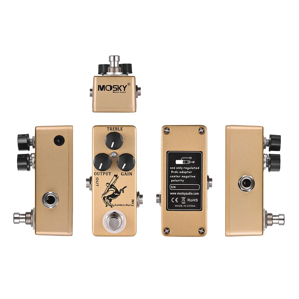 Golden Horse Overdrive Guitar Effect Pedal 3 Functional Knobs True Bypass Electric Guitar Pedal Effect Processor Parts MOSKY