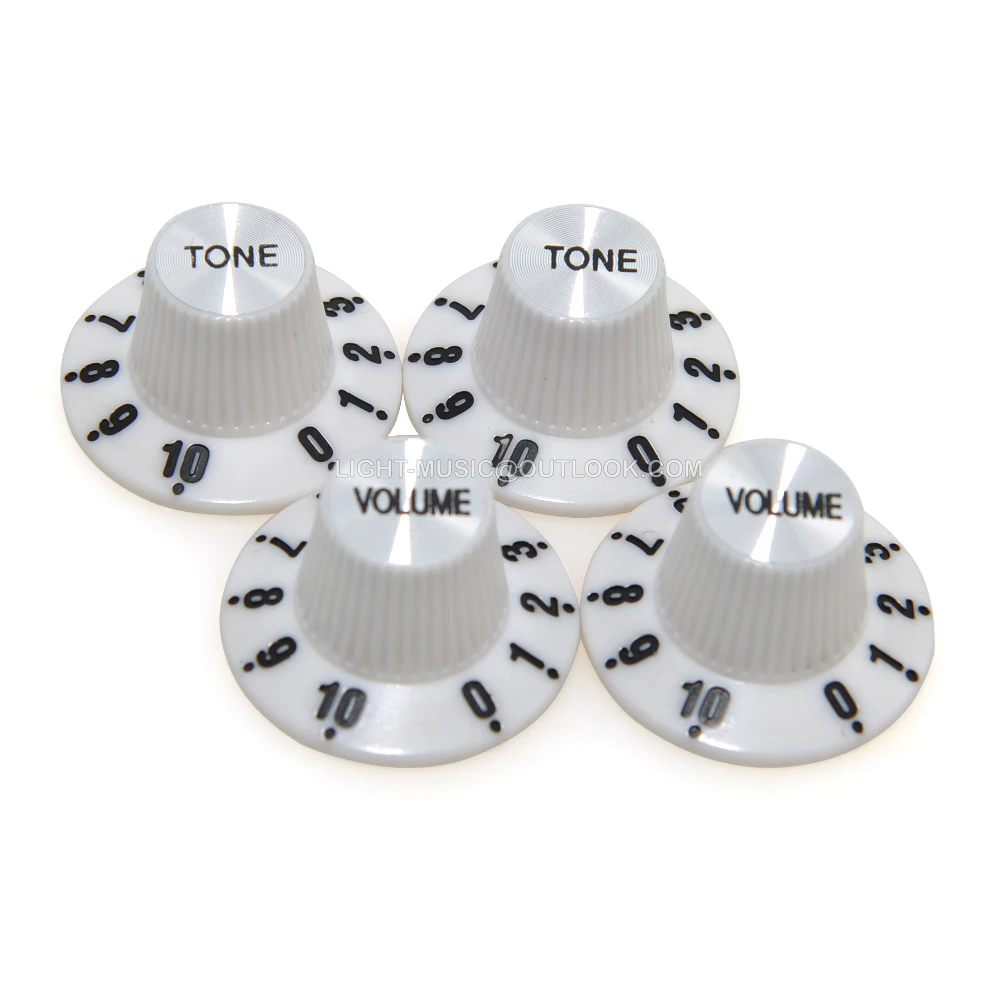 2/4pcs Aluminum Guitar Tone and Volume Speed Control Knobs Silver Silver Top Hat Bell For GB LP SG Electric Guitar