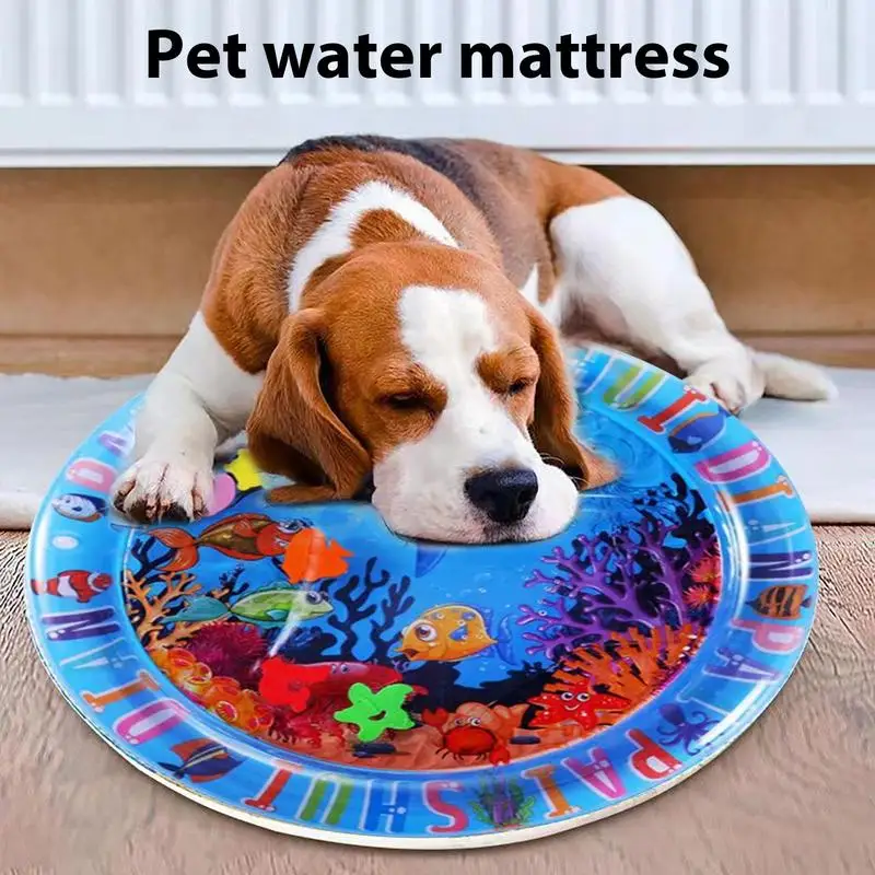 Water Play Mat For Cats Sensor Water Play Mat For Dogs Cat Toys Play Mat Pet Cooling Mat Round Sensory Experience With Fish