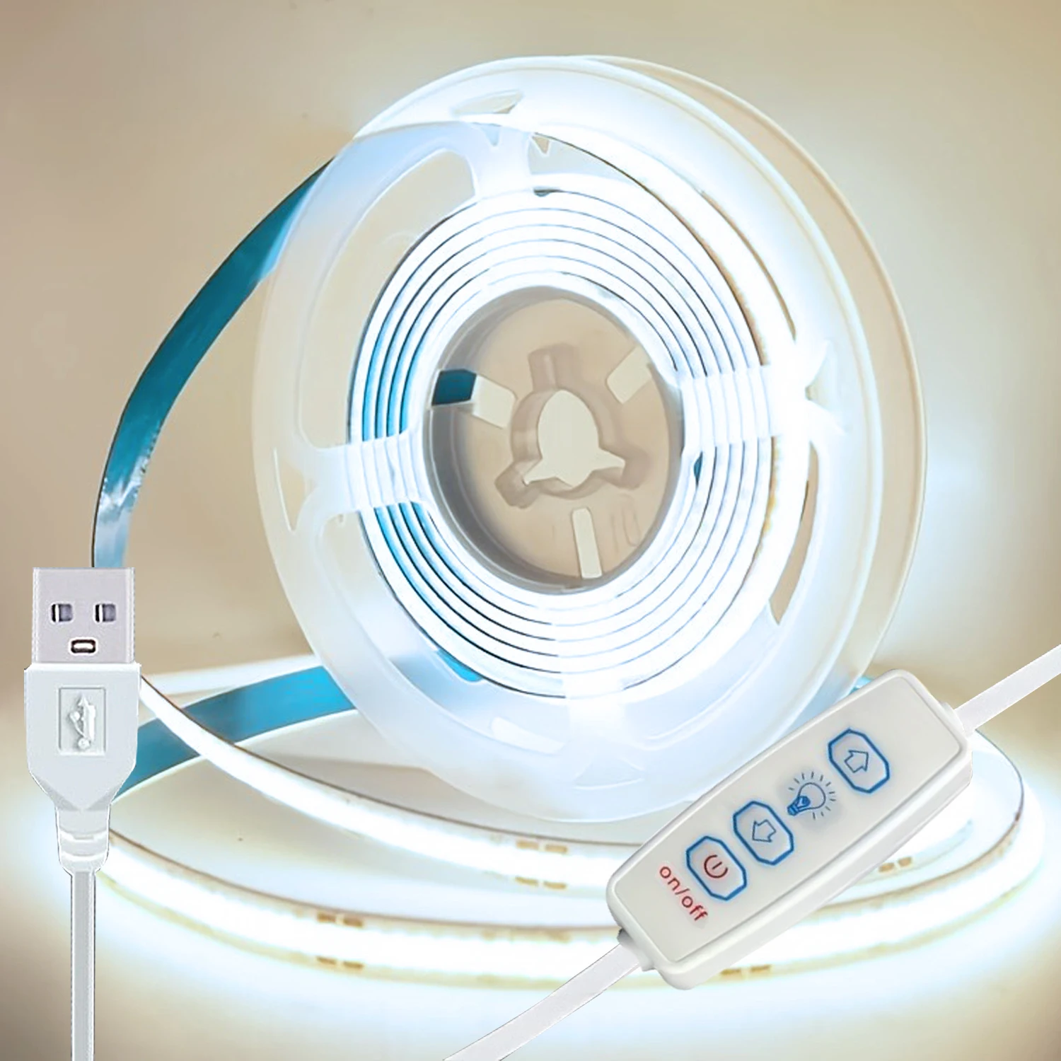 5V COB LED Streifen Lichter 3key Dimmbare Flexible Band Band Weiß Warm Weiß Beleuchtung für Zimmer TV Spiegel hintergrundbeleuchtung Wand Dekor