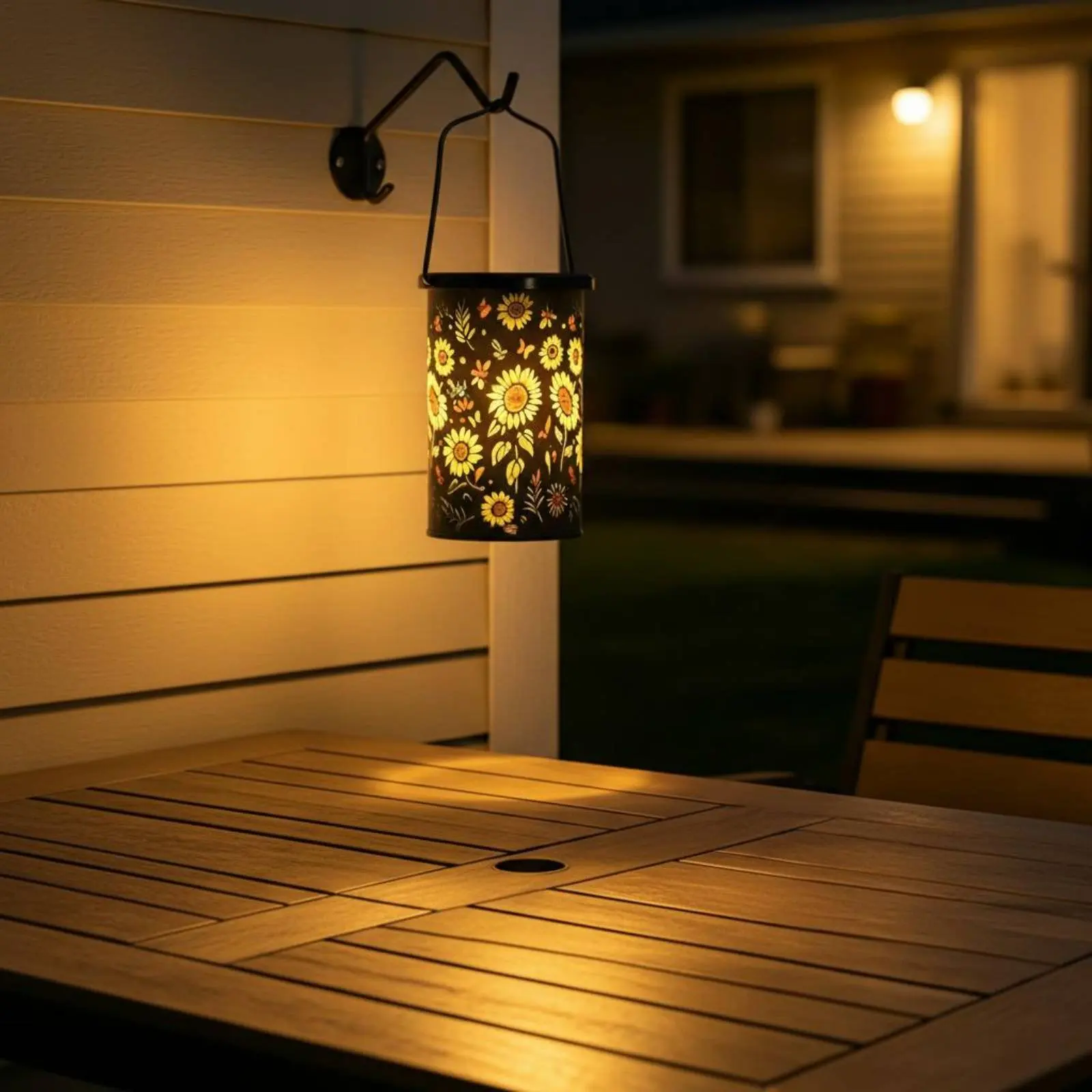 Farol Solar Colgante de Diseño Vintage con Grabado Floral, Lámpara Solar LED para Exteriores, Iluminación Decorativa con Patrón Recortado para Patio