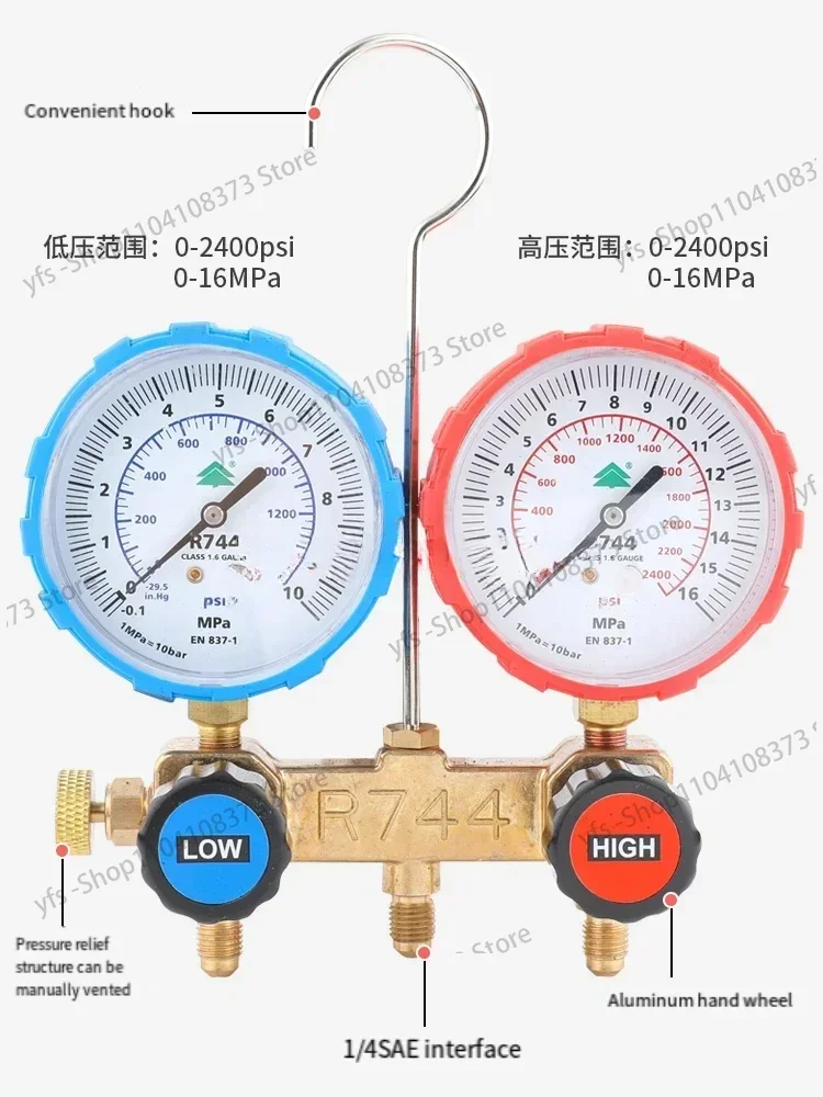 Carbon Dioxide Fluorometer Hs-r744 Pressure Gauge Co2 Refrigerant Table Group Snow Air Conditioning Liquid Meter