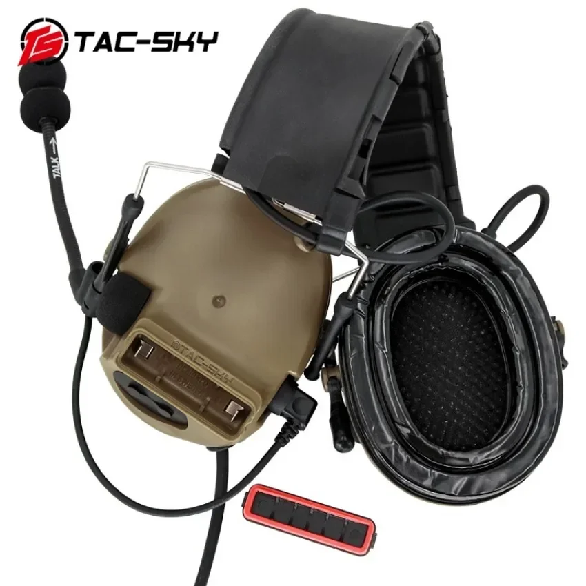 TAC-SKY Tactical COMTA3 Hearing Protection Walkie Talkie Headset Noise Cancelling Pickup Earphone with Tactical Ptt for Baofeng