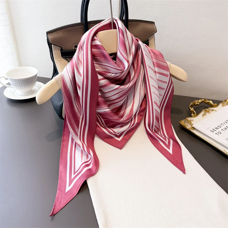 

Scarf Ribbon Hijab Silk Women's Print Shawls Wraps Headband Neckerchief Bandana Headscarf Luxury Foulards Femme Accesories
