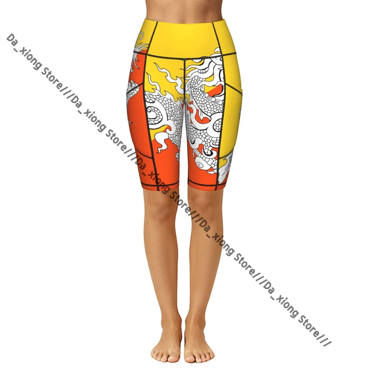 Women High Waist Yoga Shorts Flag Of Bhutan Alternate Stretch Hip Lifting Quick Dry Fitness Sports Shorts