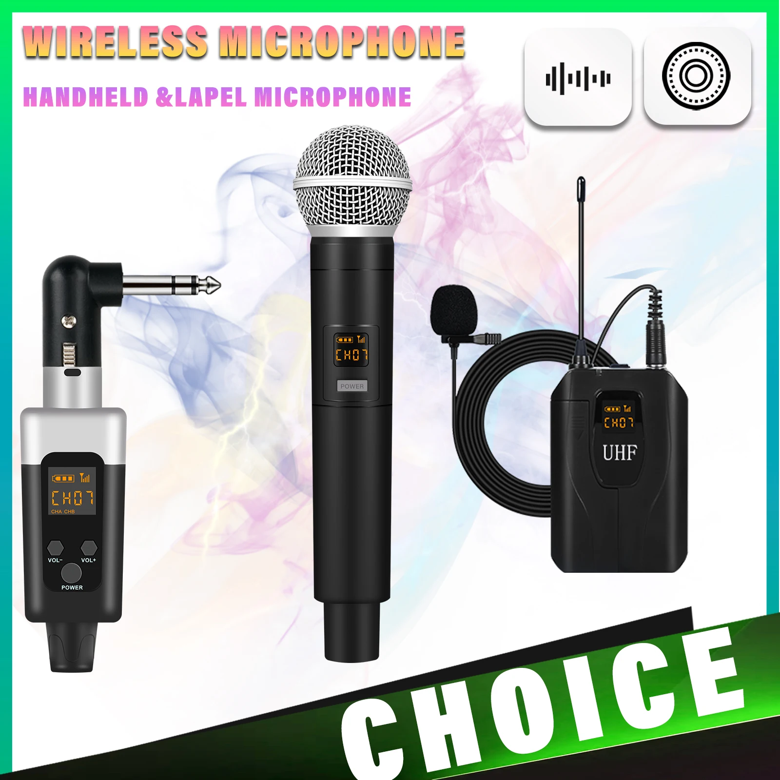 Wireless Microphone System Plug Play Collar Handheld Set for Live Performance Stage KTV Portable Audio Communication Equipment