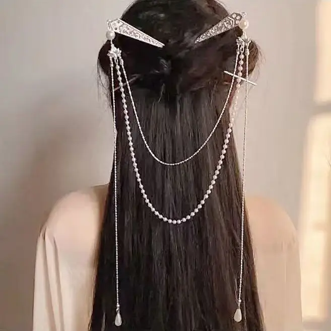 Ancient Style Headdress Hairpin Double Hairpin Fairy Forest Super Hairpin Suit for Women