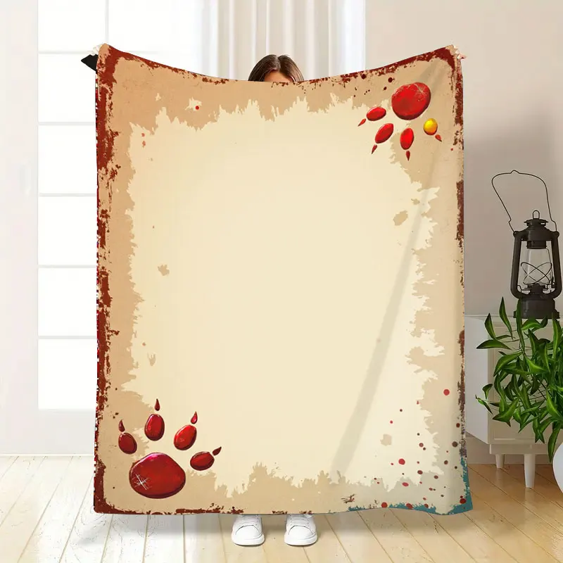 1 قطعة بطانية الفانيلا خمر بقع الدم باو طباعة بطانية لزينة عيد الهالوين