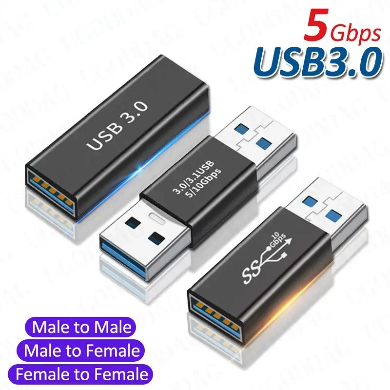USB3.0 Connector USB To USB Adapter 5Gbps Male to Male Female USB Converter Cable HDD SSD Extender USB-3.0 Extension Plug For PC