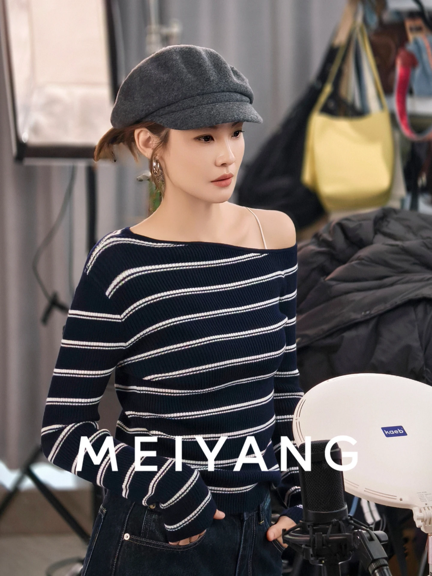 

MeiYang Merino Wool Knitwear Striped Asymmetrical oulder Long Sve Women's Faion Simple Sle Regular Sve Length