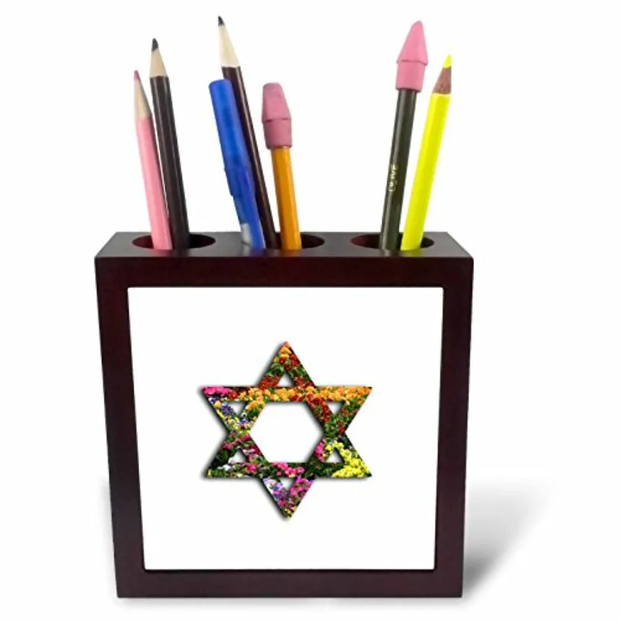 

Цветной держатель для ручек с цветочным узором и звездой Давида, 5 дюймов