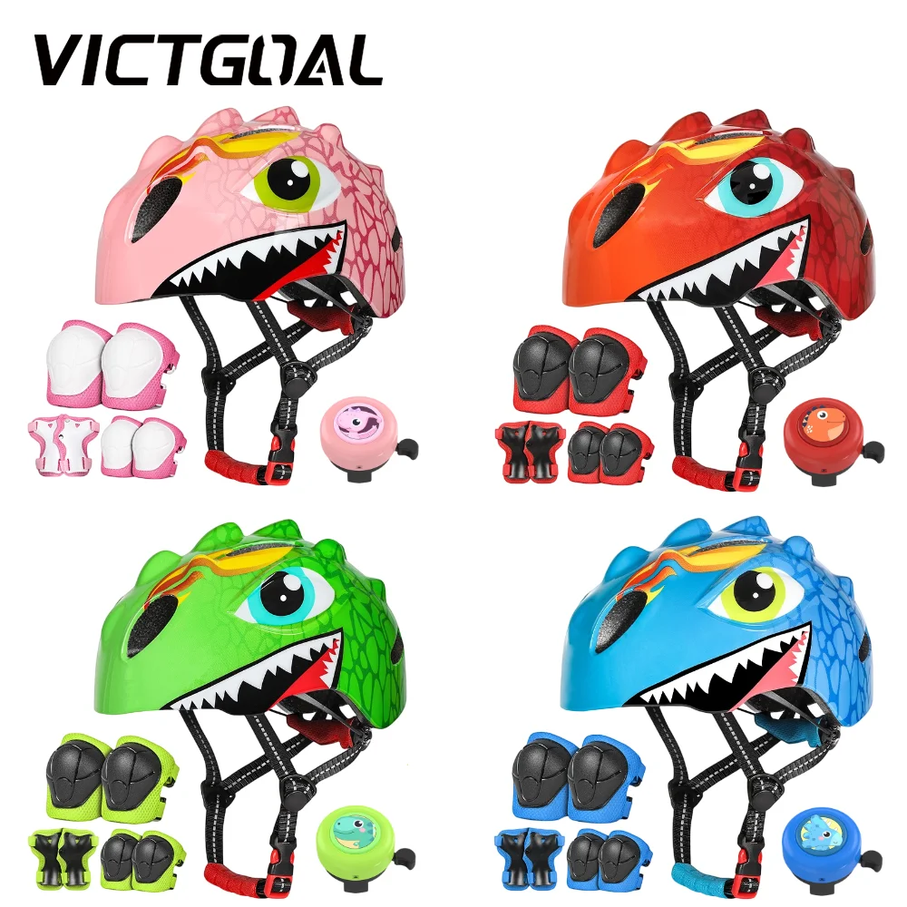 

VICTGOAL Kids Cycling Helmet Knee Elbow Pads Wrist Guards Child Sport Protection Set Bike Bell for Balance Bike Skating Scooter