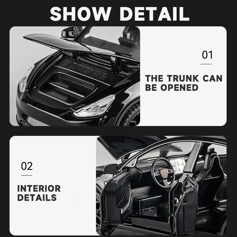 New Energy Model Y Diecast 1:32 Alloy Model Car Miniature Simulation Metal Vehicle Collect Christmas Gift Boys Toy