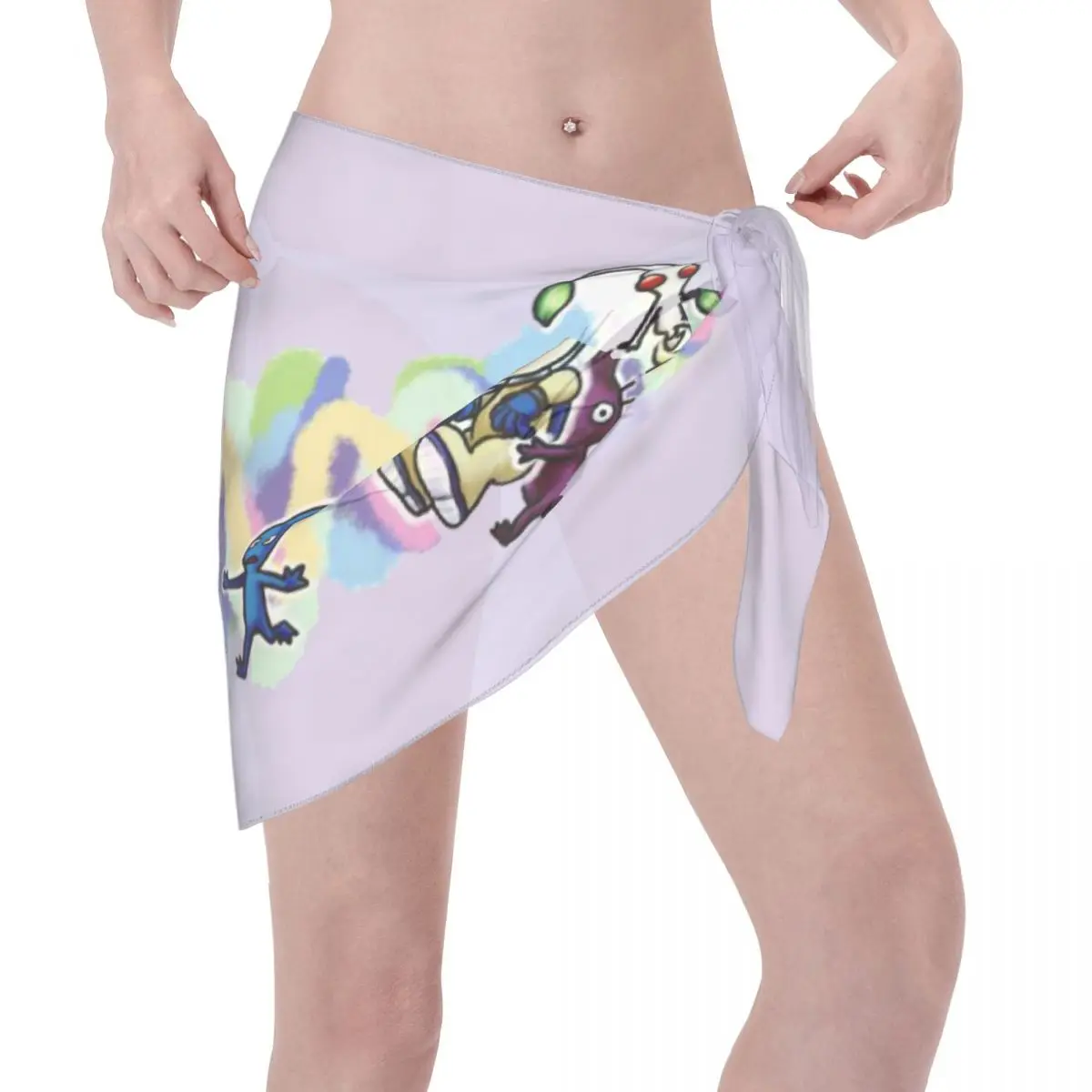 Personalizzato Cool Pikmins Anime Cartoon Abito da spiaggia casual Decora videogiochi Donna Sarongs corti Avvolgente da spiaggia per costumi da bagno