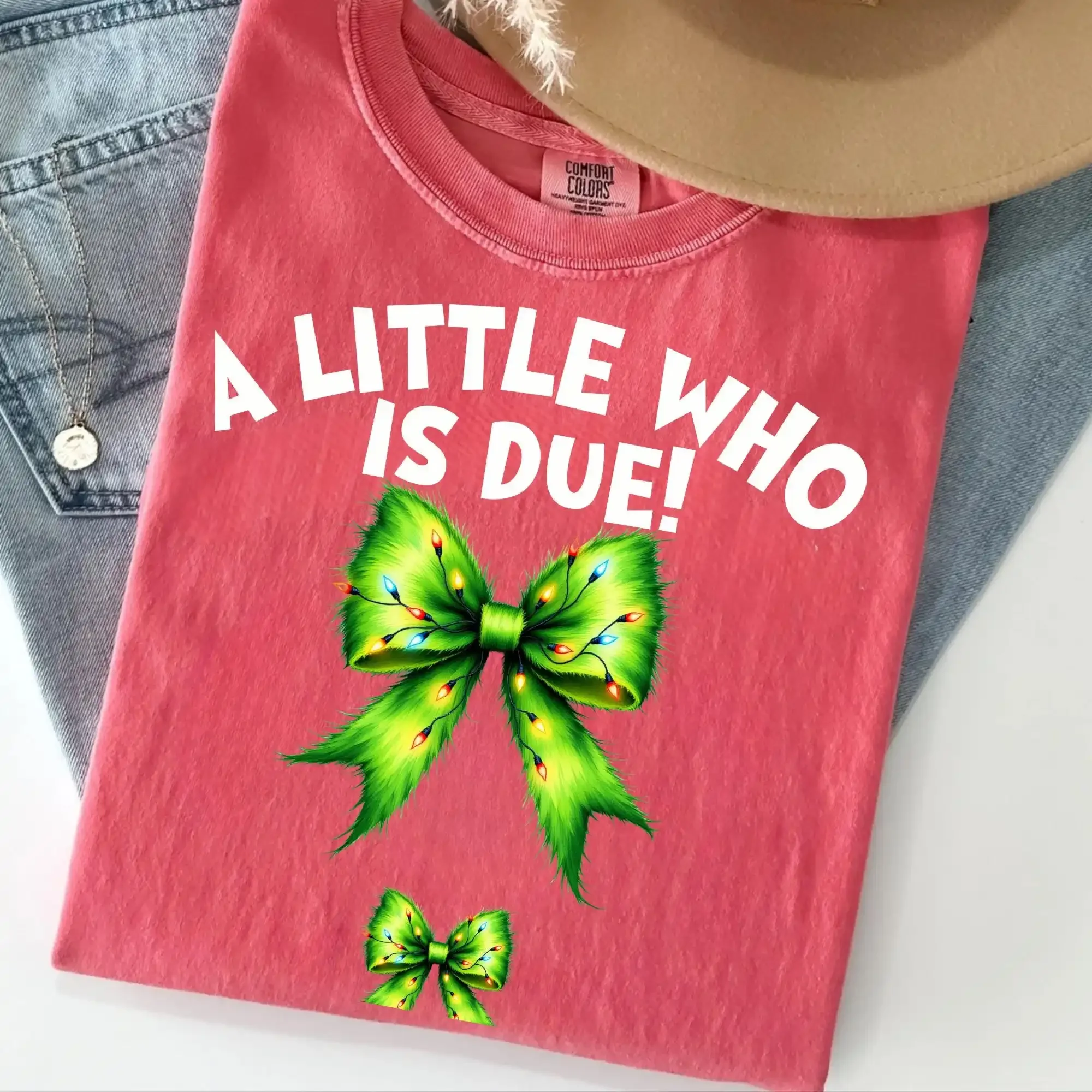 Christmas Pregnancy Announcement A Little Who Is Due T Shirt Holiday Baby Reveal Xmas Ideas Maternity