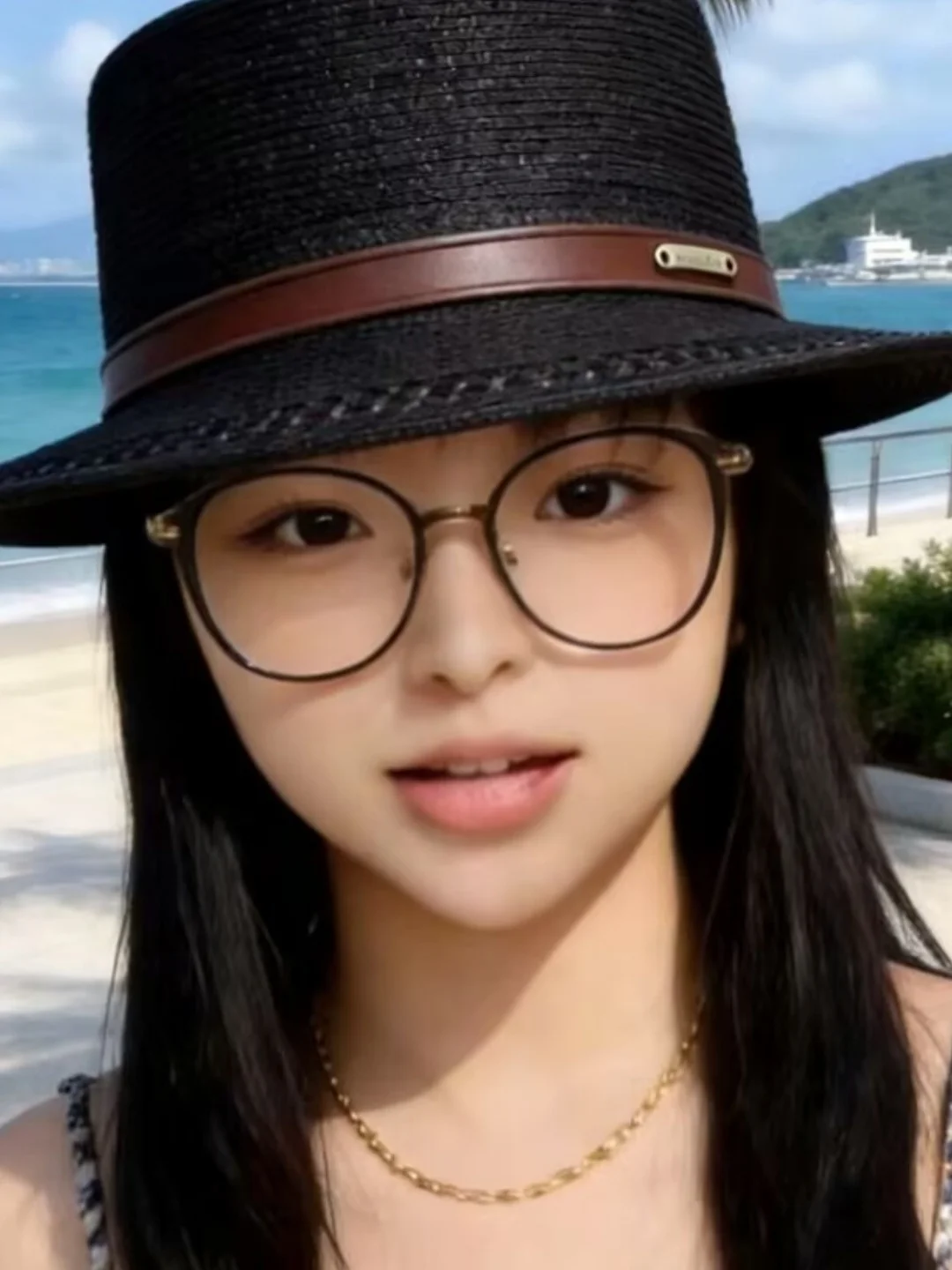 women's-summer-new-style-hollow-out-beach-holiday-sunshade-hat-flat-brim-fashionable-straw-hat-uv-protection-adjustable-band
