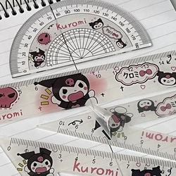 Sanrio Anime Kawaii moja melodia Hello Kitty zestaw linijek śliczne Kuromi Cartoon studenci artykuły papiernicze trójkąt zestaw kątomierzy prezenty dla dzieci