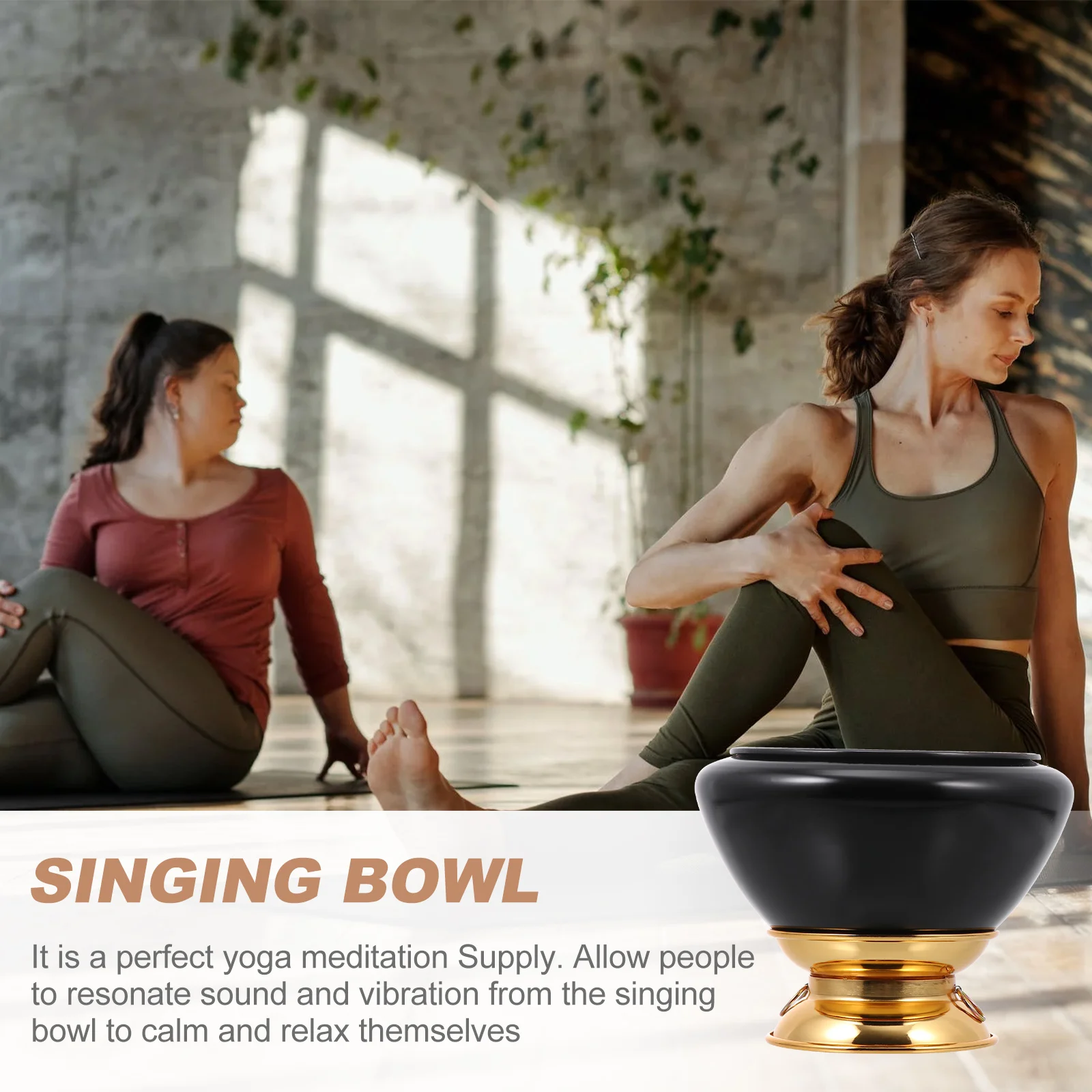 

Lotus Buddha Sound Bowl Ornaments Home Decor Yoga Supply Gong Black