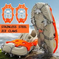 18 Teeth Ice Gripper Spike For Shoes Anti-Slip Anti-Skid Non-slip Shoe Covers Snow Ice Crampons Cleats Grips Climbing Shoe K2X2