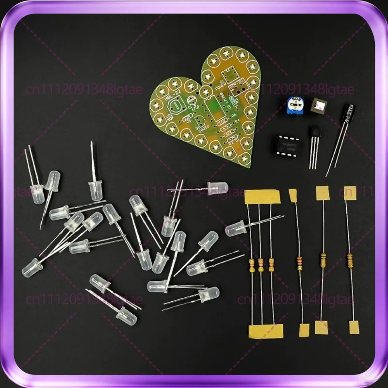 10pcs For Heart Shape Breathing Light Kit DIY Electronic Practice Board Breathing Light Loose Parts Electronic DIY Set