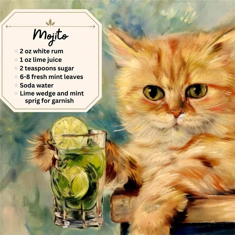 Decorative Wall Calendar 2025 Cat Cocktails Pattern Desk Calendar Decorative Animal Calendar For Table Ornament