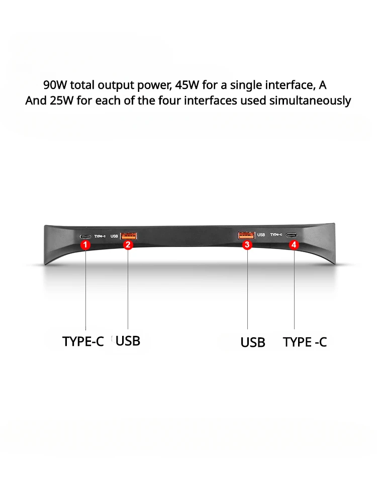 For Changan Deepal S07 2023 Docking Station 90W Quick Charger 4 Ports USB Type C Shunt Hub Console Smart Splitter Extension