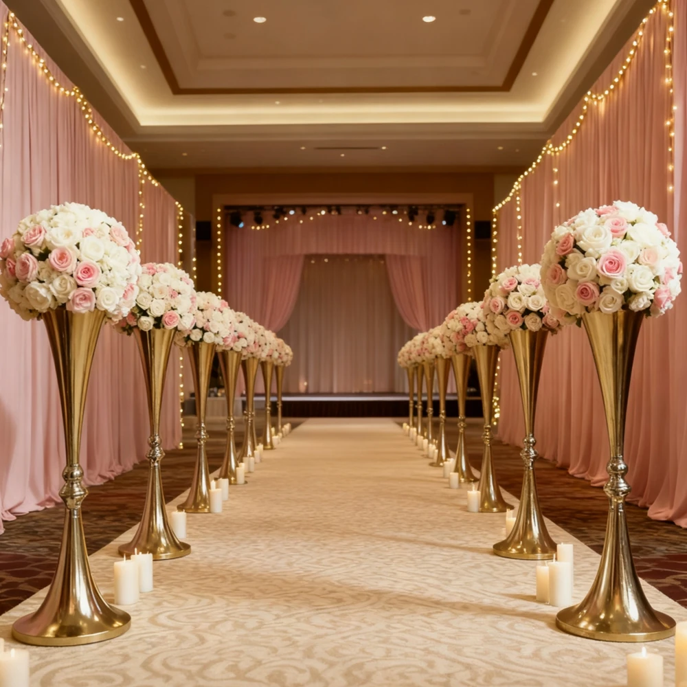 

69 см/100 см 10 шт. f30 Центральные украшения для стола Свадебные украшения Центральная часть стола Цветок Серебряные центральные части стола