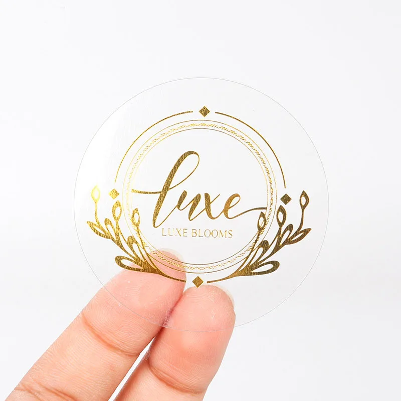 Pegatinas de logotipo personalizadas, Lámina transparente de oro y plata, pegatinas de logotipo de negocios, pegatinas de boda, lote de 100 unidades