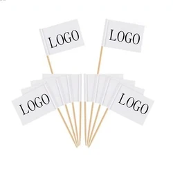 Custom Logo Printing Wooden Birthday Cake Flag Burger Sandwich Cocktail Toothpick Flag for Cake Food Decoration
