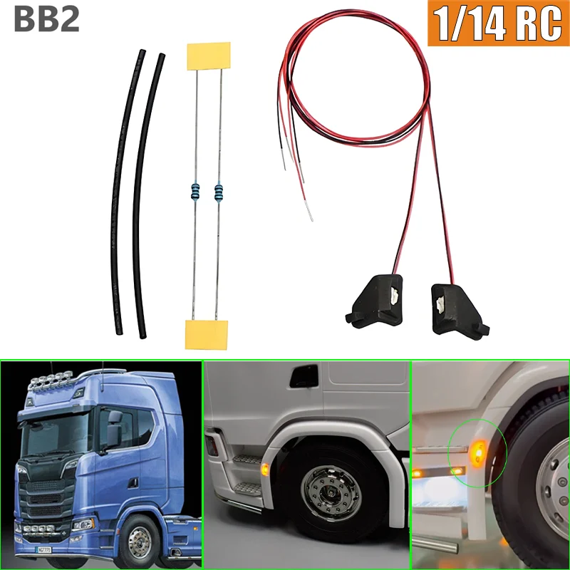 JUWUBA LED 3V Front Eyebrow Lights Potlight for 1:14th Scale Tamiya RC Truck for SCANIA 770S 6x4 56368 8x4 56371 Car
