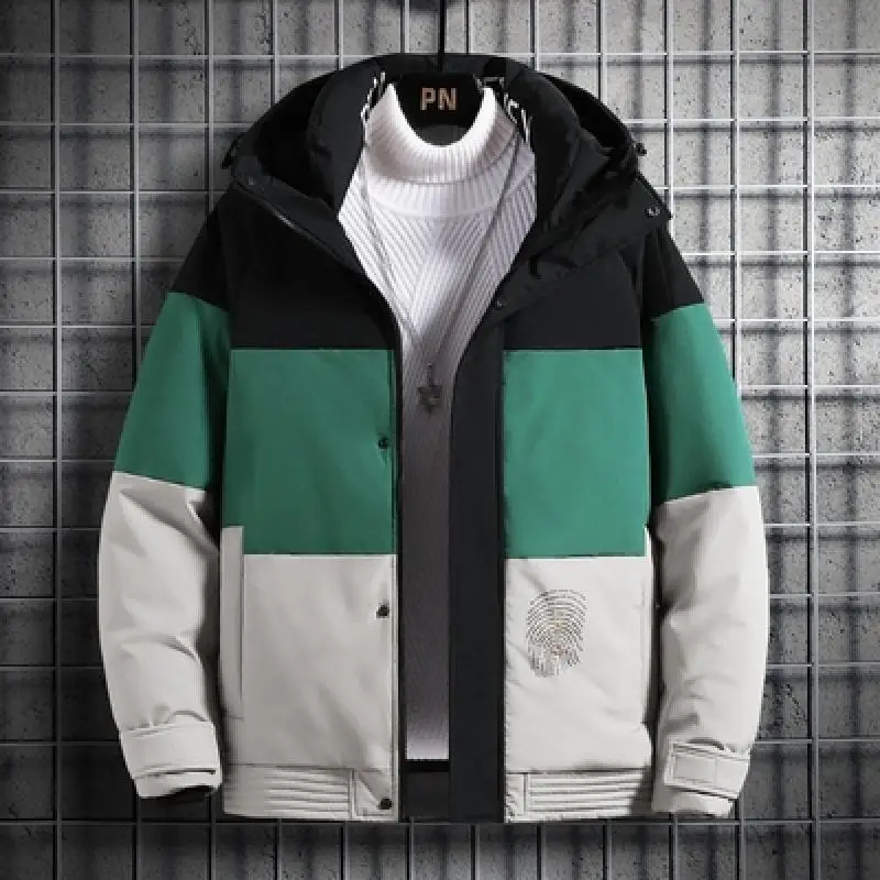 

Nice Thicken Warm Men's Down Jacket Hooded Parka Coats Men Winter Outwear Casual Patchwork Down Coat Fashion Puffer Jacket 4Xl