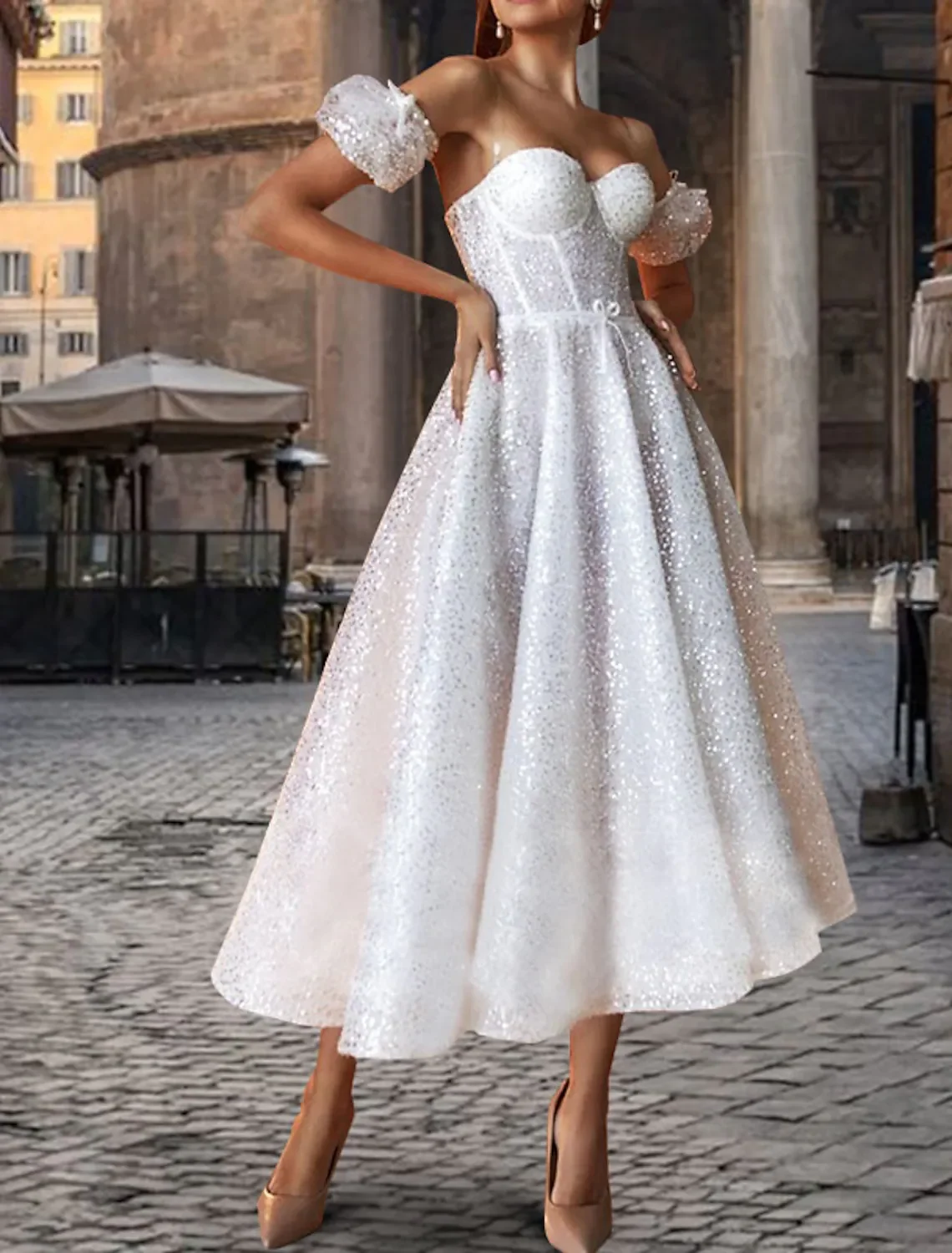 Robe de mariée Simple, ligne a, bretelles Spaghetti, sans bretelles, Sexy, dos nu, avec nœud, paillettes, thé, longueur, Tulle, sans manches, nouvelle collection 2022